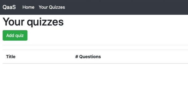 Screenshot of Quiz as a Service environment